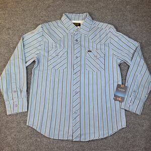 Seager Co. Amarillo Men's Medium Shirt Steel Blue Stripe Western Heavyweight NWT